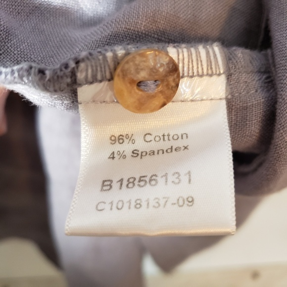 Linen & ribbed cotton button down peplum top - Picture 5 of 5